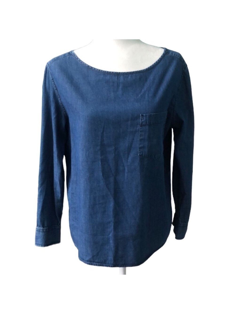Joe Fresh Boat Neck Long Sleeve Soft Denim Top Size Medium